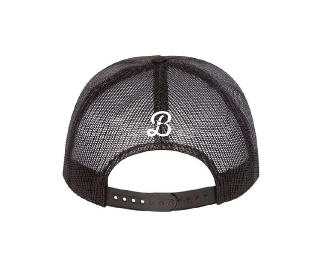 Black Bellows Flat Brim Hat