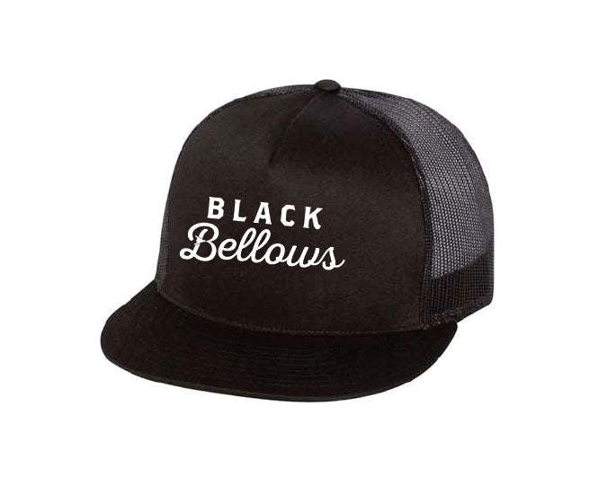 Black Bellows Flat Brim Hat